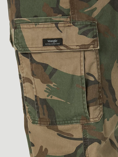 Wrangler Clothing Green Brown Camo (70ABW4M) Men Five Star Premium Relaxed Fit Flex Cargo Pant 8V2H220