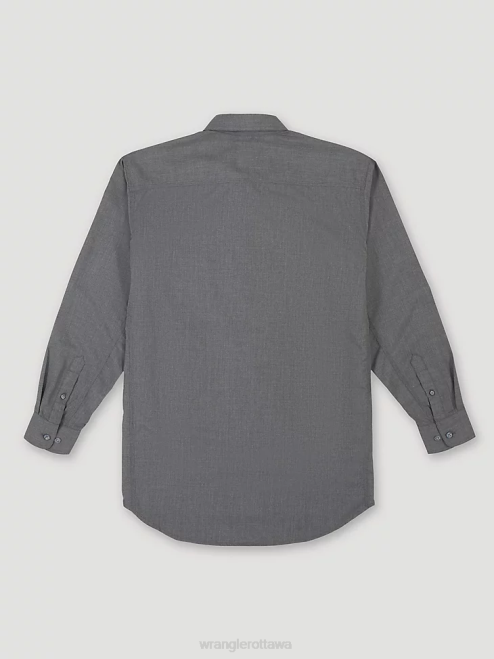 Wrangler Clothing Grey (FR3W01G) Men RIGGS Workwear FR Flame Resistant Twill Solid Work Shirt 8V2H401
