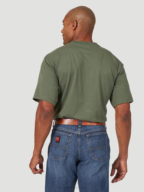 Wrangler Clothing Hazel Green (3W701HG) Men RIGGS Workwear Short Sleeve 1 Pocket Performance T-Shirt 8V2H279