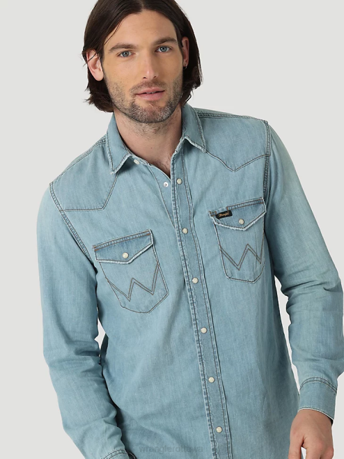 Wrangler Clothing Icy Blue (112319096) Men Heritage Workshirt 8V2H477