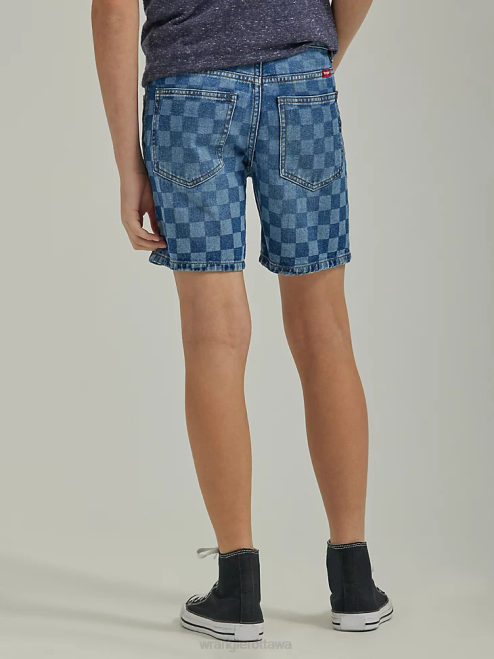 Wrangler Clothing Indigo (112335593) Boys Checkered Denim Short 8V2H1038