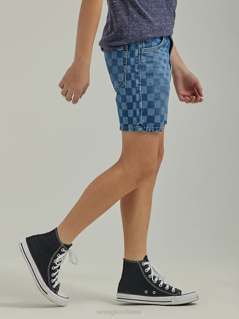 Wrangler Clothing Indigo (112335593) Boys Checkered Denim Short 8V2H1038