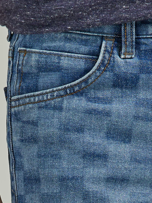 Wrangler Clothing Indigo (112335593) Boys Checkered Denim Short 8V2H1038