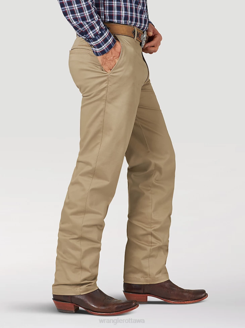 Wrangler Clothing Khaki (00096KH) Men Casuals Flat Front Relaxed Fit Pants 8V2H259