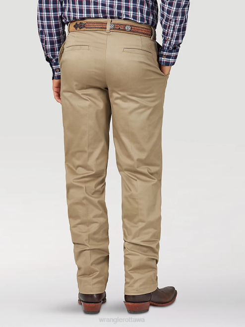Wrangler Clothing Khaki (00096KH) Men Casuals Flat Front Relaxed Fit Pants 8V2H259