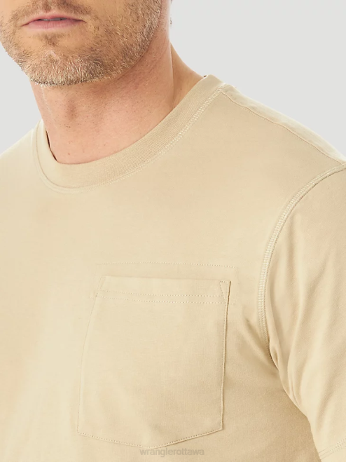 Wrangler Clothing Khaki (3W701KH) Men RIGGS Workwear Short Sleeve 1 Pocket Performance T-Shirt 8V2H278
