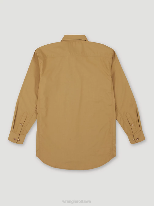Wrangler Clothing Khaki (FR3W01K) Men RIGGS Workwear FR Flame Resistant Twill Solid Work Shirt 8V2H403