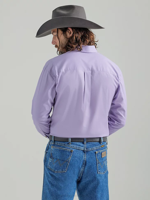 Wrangler Clothing Lilac (112324859) Men George Strait Long Sleeve Button Down Solid Shirt 8V2H293