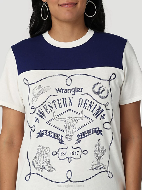 Wrangler Clothing Marshmallow (112335975) Women Classic Ringer Tee 8V2H871