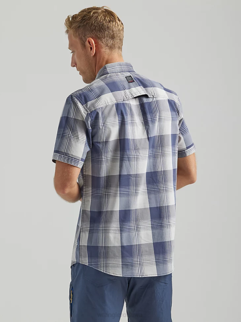 Wrangler Clothing Mist (112333854) Men ATG Asymmetrical Zip Pocket Plaid Shirt 8V2H634