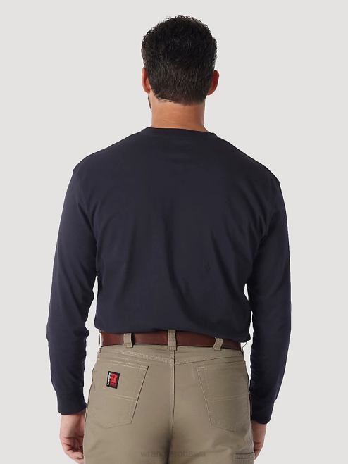 Wrangler Clothing Navy (3W750NV) Men RIGGS Workwear Long Sleeve Solid Henley 8V2H287