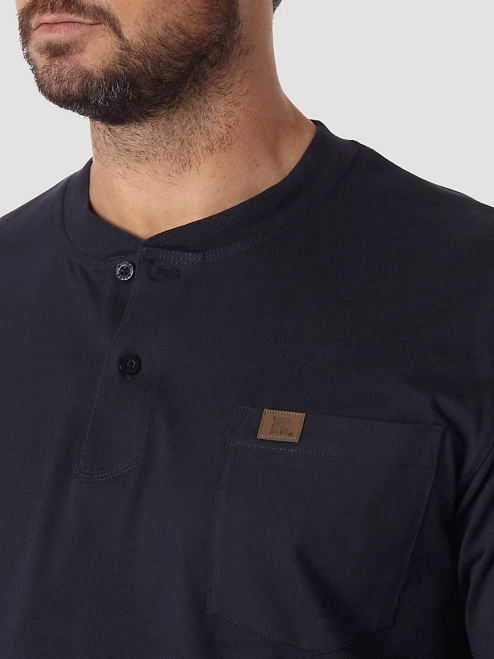 Wrangler Clothing Navy (3W750NV) Men RIGGS Workwear Long Sleeve Solid Henley 8V2H287