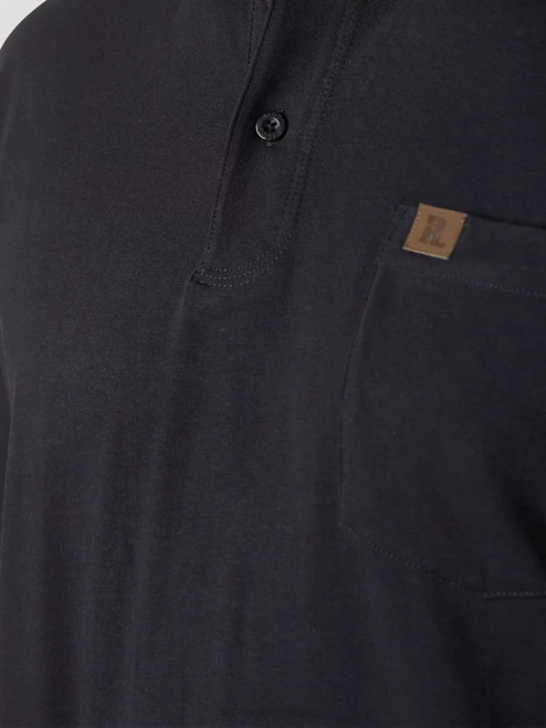Wrangler Clothing Navy (3W760NV) Men RIGGS Workwear Short Sleeve Henley 8V2H273