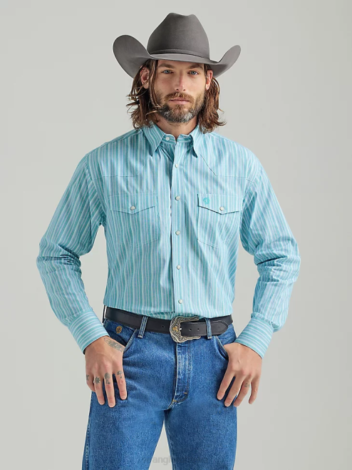 Wrangler Clothing Navy Twilight (112327799) Men 20X Competition Advanced Comfort Short Sleeve Western Snap Print Shirt 8V2H503