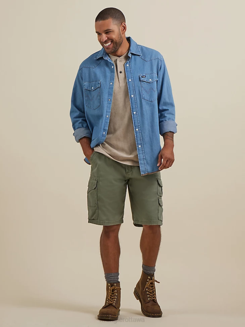 Wrangler Clothing Oatmeal Heather (3W760OH) Men RIGGS Workwear Short Sleeve Henley 8V2H272