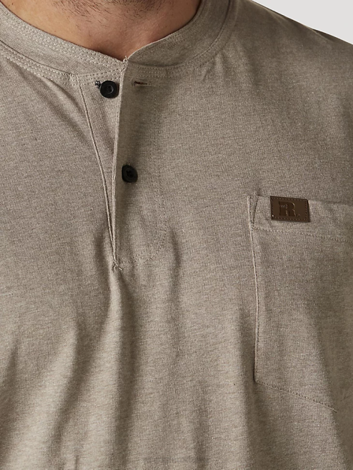 Wrangler Clothing Oatmeal Heather (3W760OH) Men RIGGS Workwear Short Sleeve Henley 8V2H272