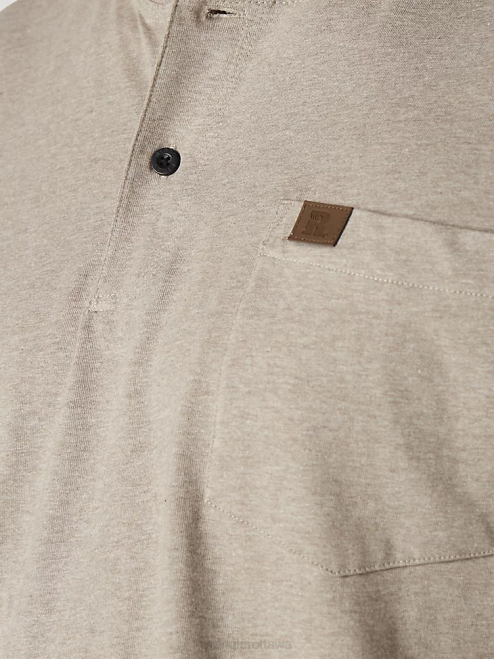 Wrangler Clothing Oatmeal Heather (3W760OH) Men RIGGS Workwear Short Sleeve Henley 8V2H272