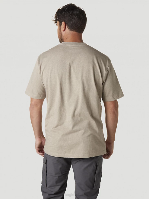 Wrangler Clothing Oatmeal Heather (3W760OH) Men RIGGS Workwear Short Sleeve Henley 8V2H272