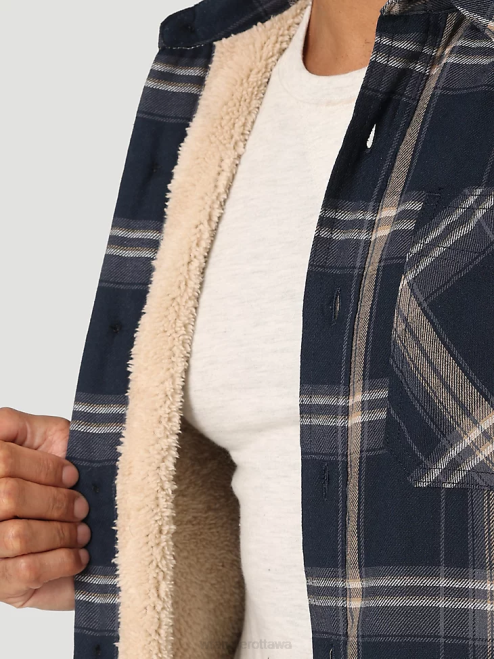Wrangler Clothing Ombre Blue (112324450) Men Heavyweight Plaid Sherpa Lined Shirt Jacket 8V2H388