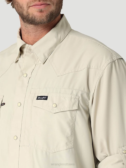 Wrangler Clothing Overcast (112323768) Men Performance Snap Long Sleeve Solid Shirt 8V2H432