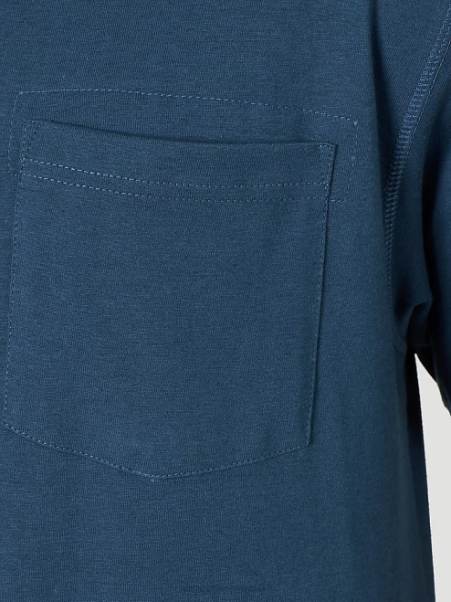 Wrangler Clothing Oxford Blue (3W701OB) Men RIGGS Workwear Short Sleeve 1 Pocket Performance T-Shirt 8V2H280