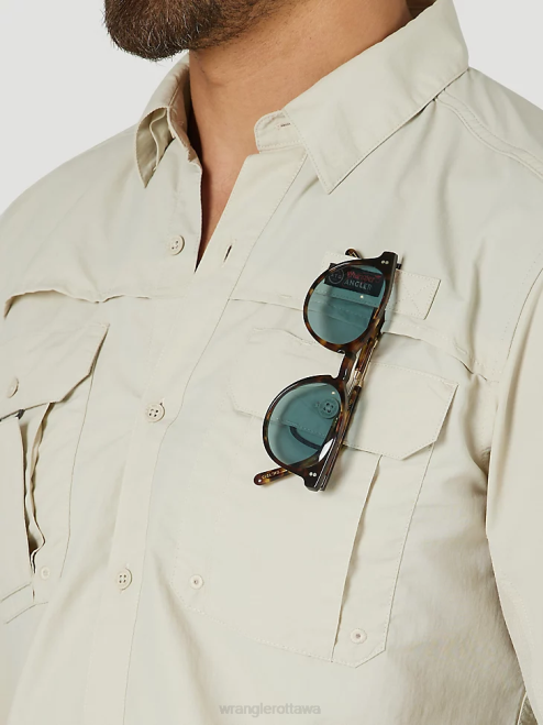 Wrangler Clothing Pelican (10NSB75PN) Men ATG Angler Long Sleeve Shirt 8V2H340