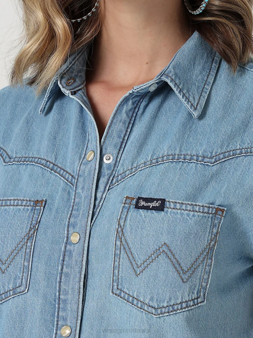 Wrangler Clothing Pop Red (112329682) Women Retro Sleeveless Plaid Western Snap Top 8V2H896