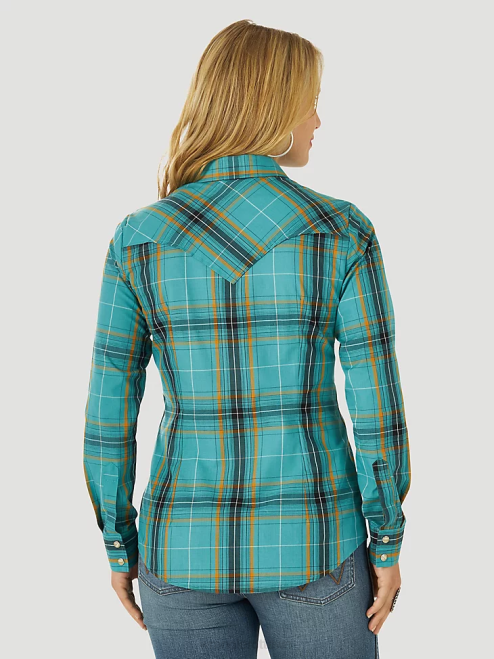 Wrangler Clothing Pop Red (112329682) Women Retro Sleeveless Plaid Western Snap Top 8V2H896