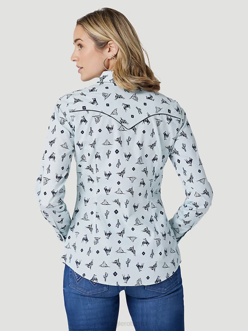 Wrangler Clothing Red (112327234) Women Retro Americana Bandana Western Snap Shirt 8V2H882