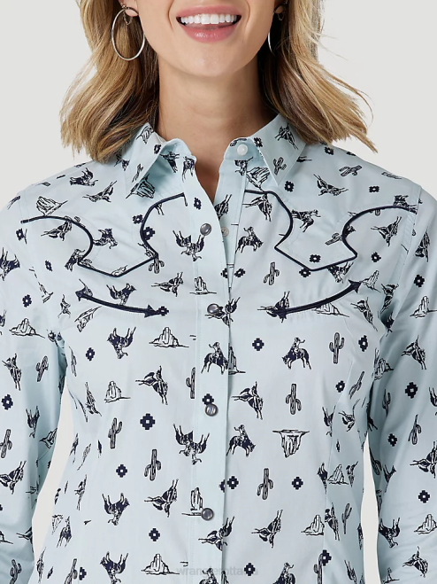 Wrangler Clothing Red (112327234) Women Retro Americana Bandana Western Snap Shirt 8V2H882