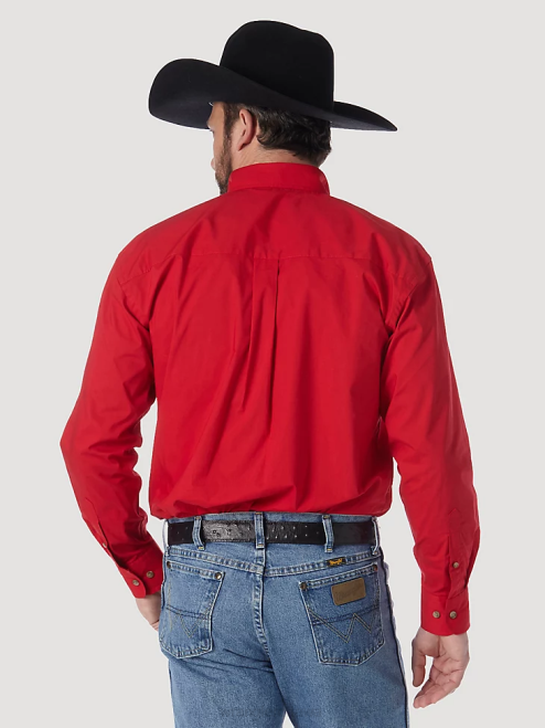 Wrangler Clothing Red (MGS274R) Men George Strait  National Patriot Button Down Solid Shirt 8V2H373