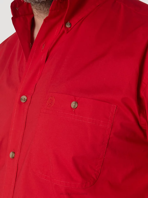 Wrangler Clothing Red (MGS274R) Men George Strait  National Patriot Button Down Solid Shirt 8V2H373