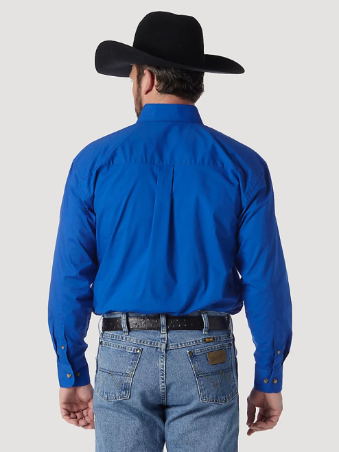 Wrangler Clothing Royal Blue (MGS273B) Men George Strait  National Patriot Button Down Solid Shirt 8V2H371