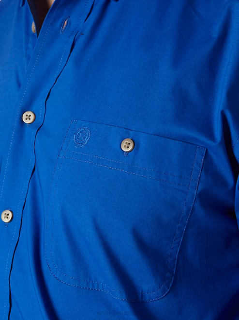 Wrangler Clothing Royal Blue (MGS273B) Men George Strait  National Patriot Button Down Solid Shirt 8V2H371