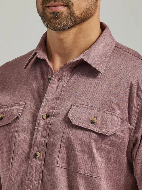 Wrangler Clothing Sable Heather (112333277) Men Epic Soft Flex Twill Shirt 8V2H358