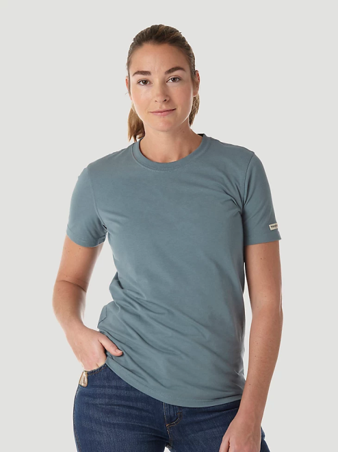 Wrangler Clothing Sea Green (3WF70GR) Women RIGGS Workwear Short Sleeve Performance T-Shirt 8V2H876
