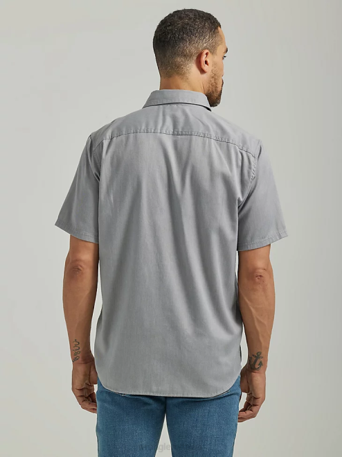 Wrangler Clothing Sharkskin Heather (112330793) Men Epic Soft Flex Twill Shirt 8V2H356
