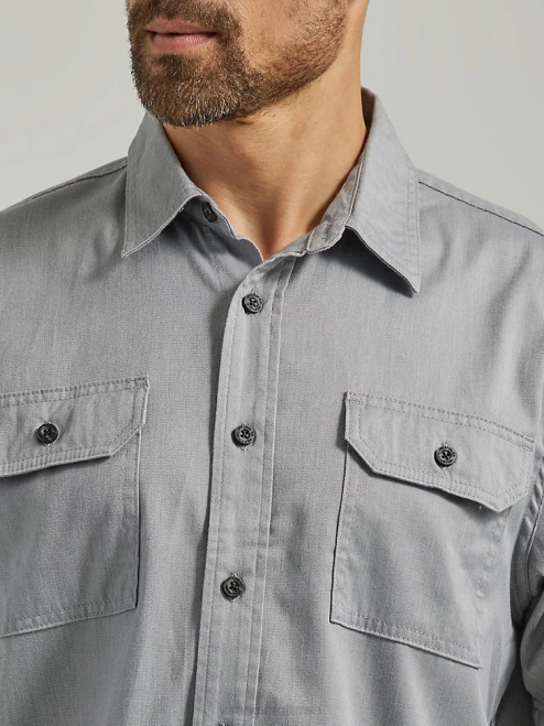 Wrangler Clothing Sharkskin Heather (112330793) Men Epic Soft Flex Twill Shirt 8V2H356