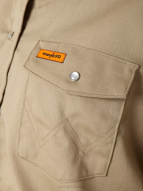 Wrangler Clothing Tan (FRLW06T) Women FR Flame Resistant Long Sleeve Solid 8V2H893