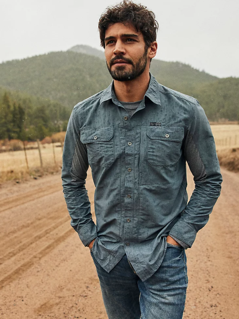 Wrangler Clothing Turbulence (NSB89TN) Men ATG Mix Material Shirt 8V2H380