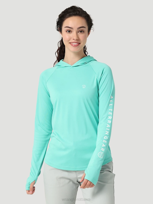 Wrangler Clothing Turquoise (112321844) Women ATG By Hooded Sun Tee 8V2H901