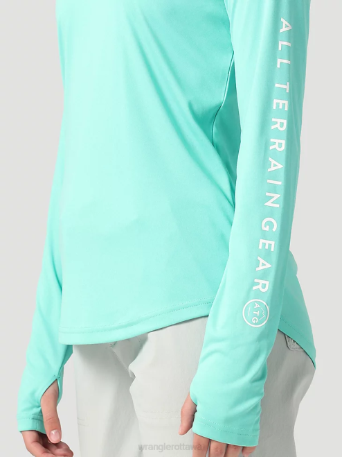 Wrangler Clothing Turquoise (112321844) Women ATG By Hooded Sun Tee 8V2H901