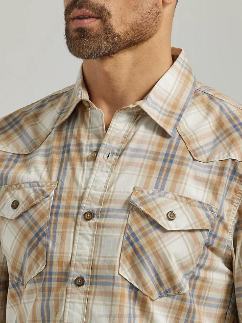 Wrangler Clothing Twill (112330928) Men Cowboy Wash Plaid Shirt 8V2H410