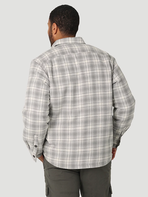 Wrangler Clothing Vaporous Gray (112325083) Men Heavyweight Plaid Sherpa Lined Shirt Jacket 8V2H389
