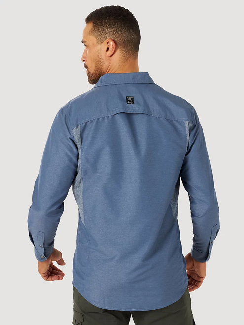 Wrangler Clothing Vintage Indigo (NSB89VN) Men ATG Mix Material Shirt 8V2H378