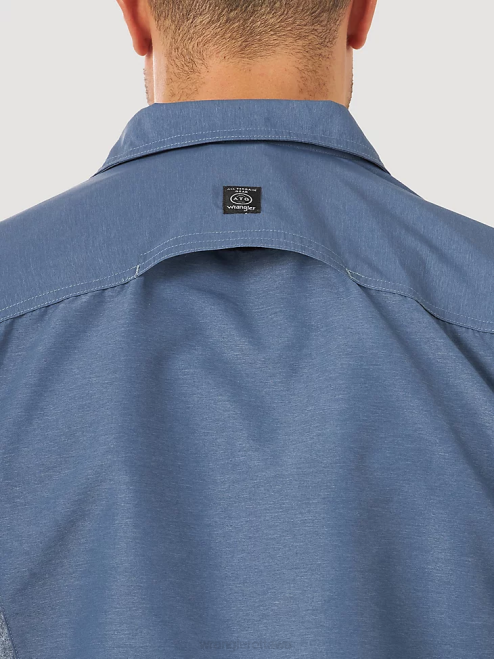 Wrangler Clothing Vintage Indigo (NSB89VN) Men ATG Mix Material Shirt 8V2H378