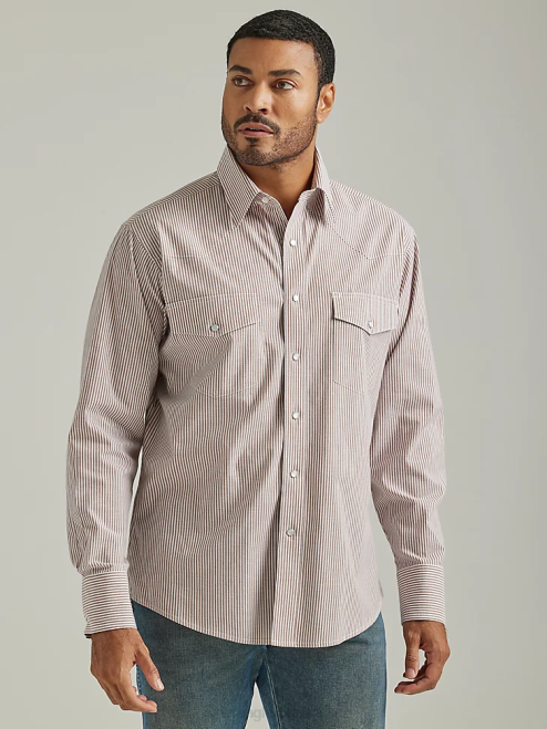 Wrangler Clothing White (71105WH) Men Western Snap Shirt - Long Sleeve Solid Broadcloth 8V2H449