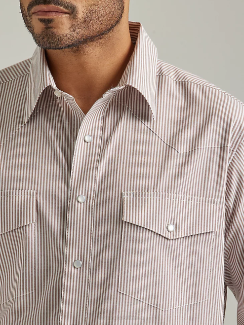 Wrangler Clothing White (71105WH) Men Western Snap Shirt - Long Sleeve Solid Broadcloth 8V2H449