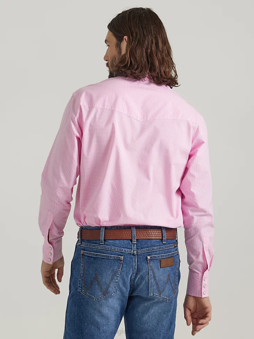 Wrangler Clothing White (71105WH) Men Western Snap Shirt - Long Sleeve Solid Broadcloth 8V2H449
