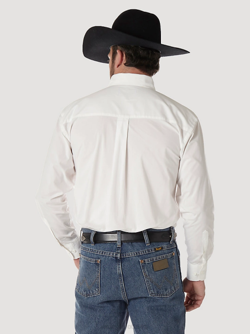 Wrangler Clothing White (MGS268W) Men George Strait  National Patriot Button Down Solid Shirt 8V2H372